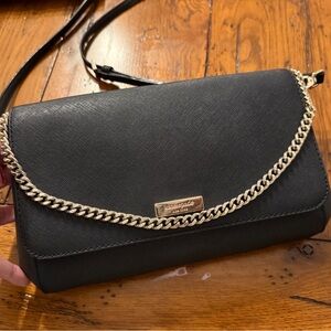 Kate Spade Black Crossbody Bag with Gold Chain Accent